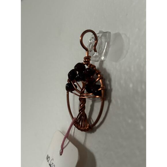 Handmade Copper and Serpentine Crystal Tree of life 3.5x2” Wall Decor - Picture 4 of 5